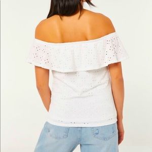 Express White Eyelet Ruffle Top